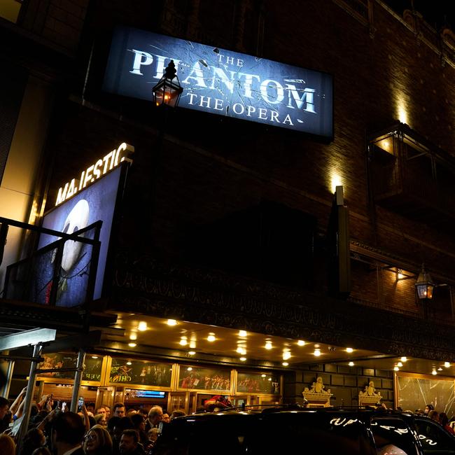 Fans wait outside the Majestic Theatre on Monday (AEST). Picture: AFP