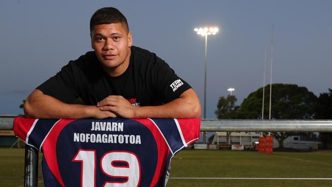 Runaway Bay Prop Doryaan Hape Apiata is dedicating the final to his cousin Jahvarn Nofoagatota, who committed suicide last year. Doryaan has worn Jah's jersey every game this year and will do so again in the Grand final. Picture Glenn Hampson.