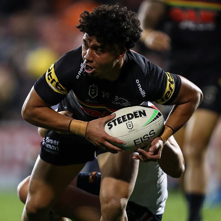 Penrith youngster Izack Tago is set to start in the centres for the premiers. NRL Imagery