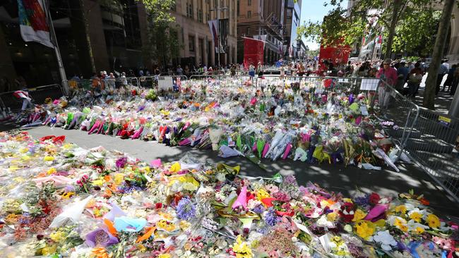 Floral tributes in Martin Place in the aftermath of the attack.