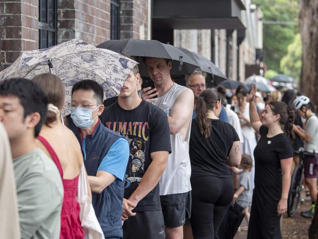 SYDNEY, AUSTRALIA - NewsWire Photos - DECEMBER 7, 2024:The opening of Lune Croissanterie at Rosebery engine yards created long lines of people stretching around the corner.Picture: NewsWire / Simon Bullard.