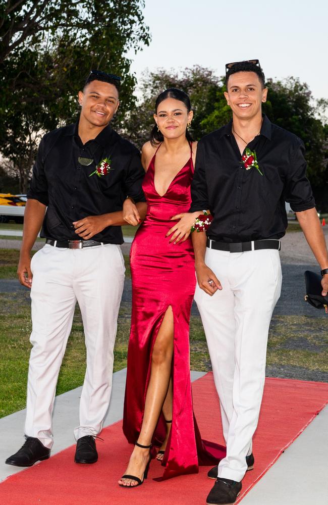 Jerome, Moara and Hemi Hoffman at Mackay State High School, Mackay Turf Club Saturday 14 October 2023 Picture: Michaela Harlow