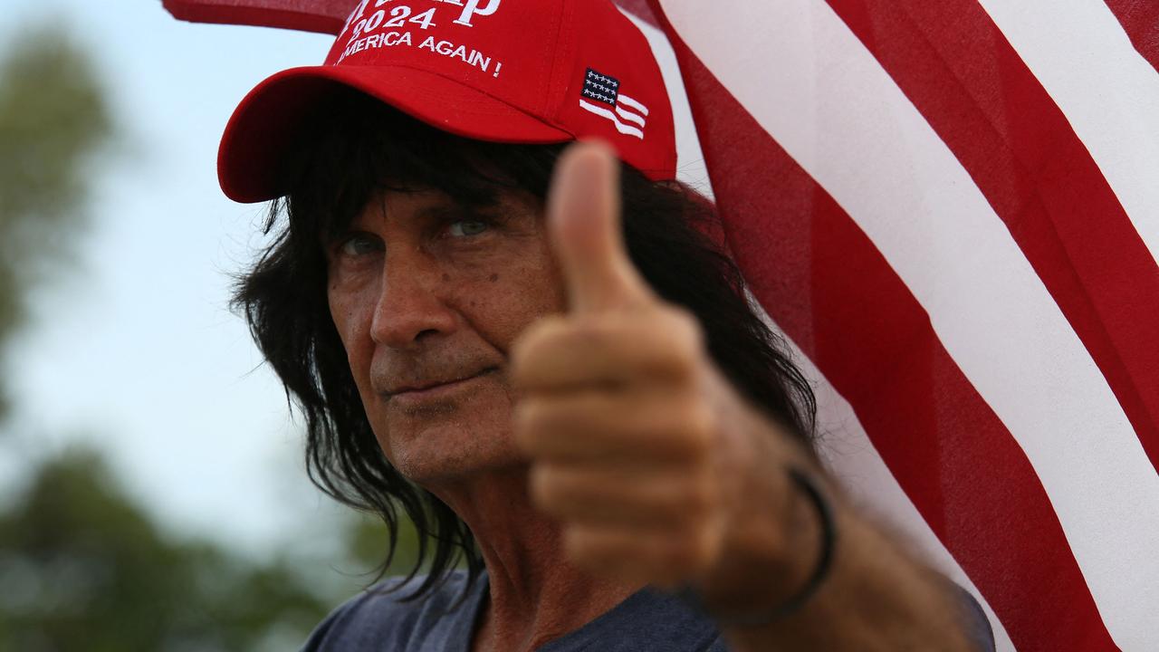 A supporter of Donald Trump near Mar-a-Lago. Picture: Getty Images via AFP.