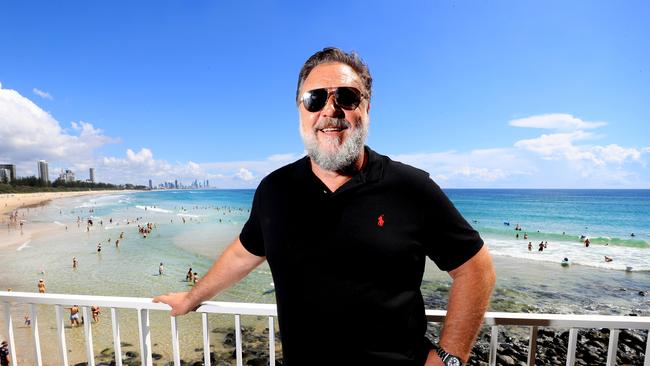 Russell Crowe at Burleigh. Picture: Scott Powick