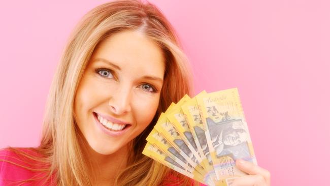 australian money, cash, woman,