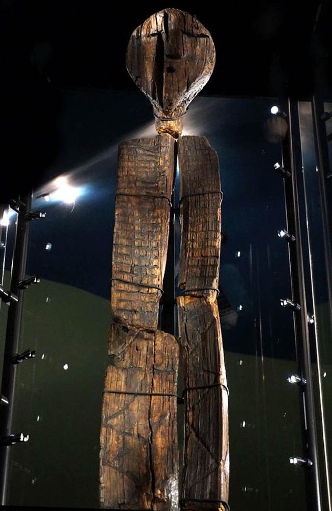 Message stick ... The top portion of the Shigir Idol reveals the enigmatic engravings academics believe contain a 9500-year-old message. Source: Siberian Times