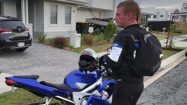 Trent Donovan with his Yamaha motorcycle.