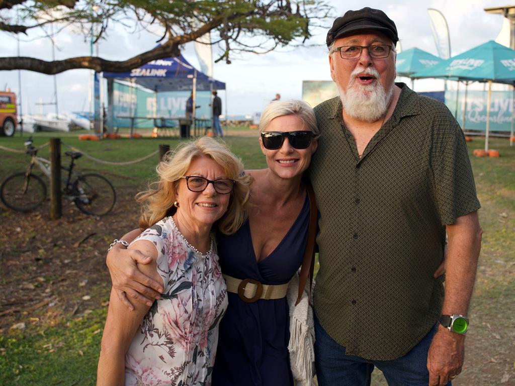 Charmaine Payten of Gold Coast with Cherry-Anne Payten and Tom Casey of Airlie Beach, attending the Airlie Beach Festival of Music on Saturday, November 5, 2022. Picture: Katrina Lezaic