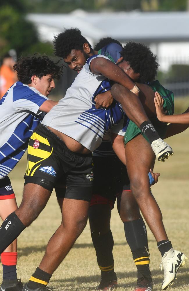 Cowboys Cup Schoolboys Football at Kern Brothers Drive. Townsville High against Pimlico High. Picture: Evan Morgan