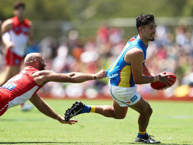 Izak Rankine of the Suns in action during the 2019 JLT Community Series AFL match between the Sydney Swans and the Gold Coast Suns at Oakes Oval on March 10, 2019 in Lismore, Australia. (Photo by Matt King/Getty Images)