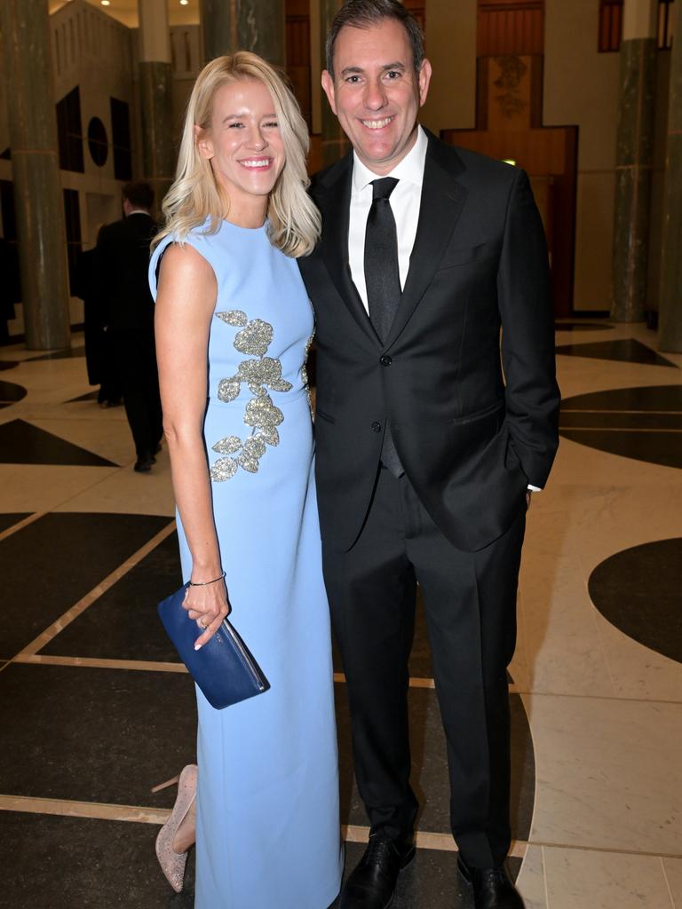 Treasurer Jim Chalmers and  his wife, Laura, at the Midwinter Ball. Picture: Getty Images