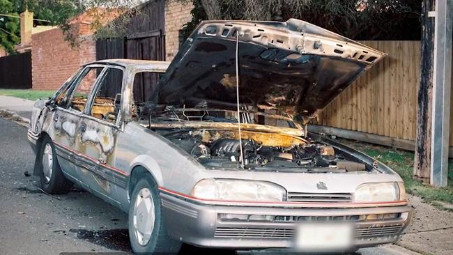 The Holden getaway vehicle was found burnt in a street nearby. Picture: supplied Victoria Police