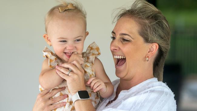 London and Samantha Hayes in Mackay. The one-year-old came 10 rounds of IVF and five years’ trying. Picture: Michaela Harlow