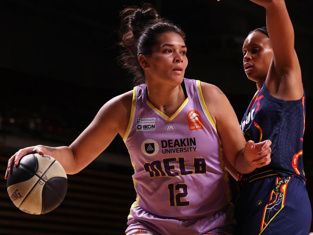 Penina Davidson was unstoppable for the Boomers, while Brianna Turner did a little bit of everything for Adelaide. Picture: Getty Images