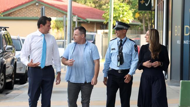 Founder of RSNCW Damion Douglass during a meting with Minister for Police and Emergency Services Dan Purdie, Acting Police Inspector Matt Scott, and Minister for Youth Justice and Victim Support and Minister for Corrective Services Laura Gerber, Rochedale South. Picture: Liam Kidston