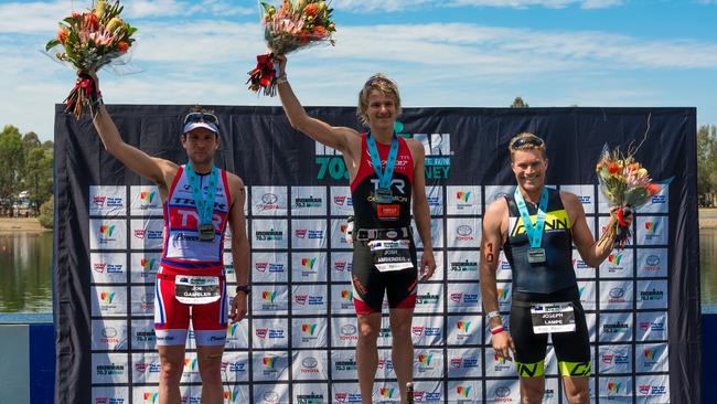 First, second and third placed men in the IRONMAN Western Sydney 70.3. (JGRimages)