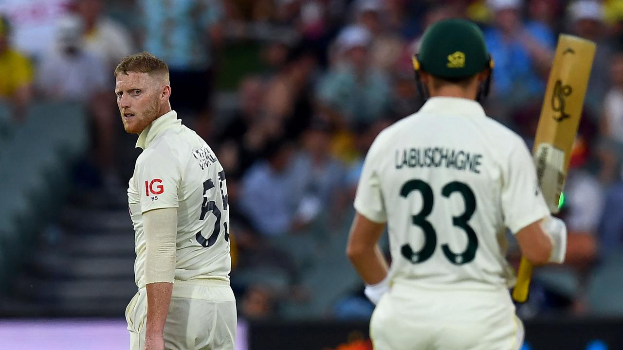 Ben Stokes tried his best to rattle Marnus — it didn’t work. Picture: AFP