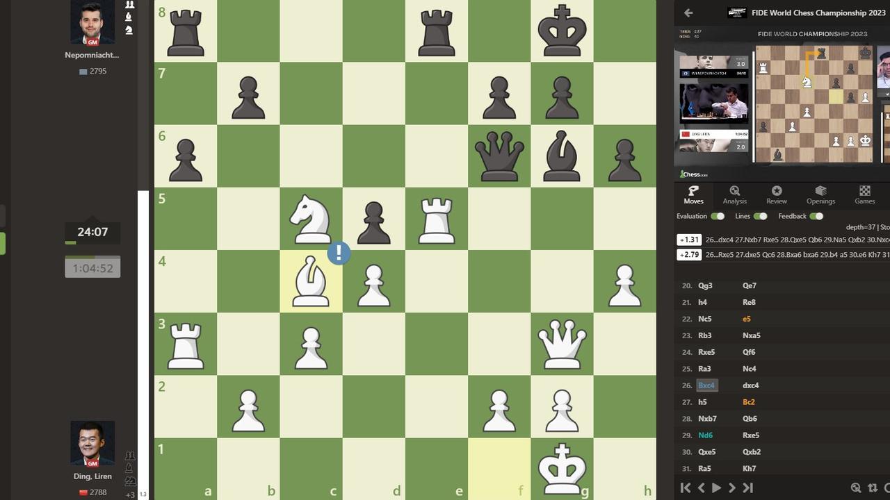 Ian Nepomniachtchi wins Game 7 of the 2023 World Chess Championship as Ding  Liren collapses in major time trouble : r/chess