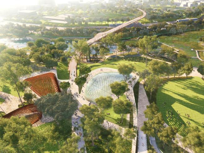 Brisbane 2032 Olympic Games renders of sporting venues proposed for development - Victoria Park - Artist impression of Cultural Hub - will host equestrian cross country Picture supplied by Populous