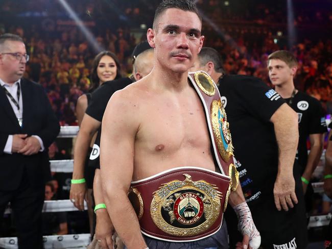 Tim Tszyu vs Takeshi Inoue WBO Global and Asia Pacific Super Welterweight title fight at Qudos Bank Arena, Sydney. Picture: No Limit Boxing / Brett Costello