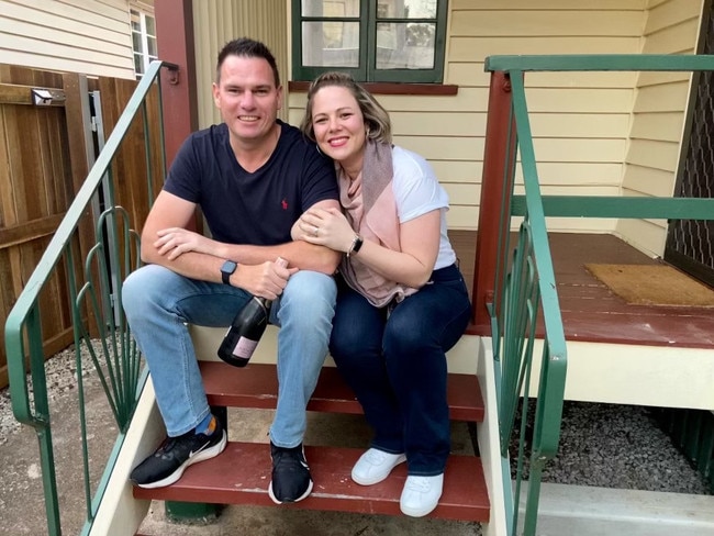 Becky and James Haining celebrating their house settlement less than six months ago. Photo: contributed.