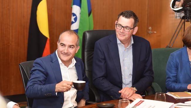 Victorian Education Minister James Merlino, left, and Premier Daniel Andrews. Picture: AAP