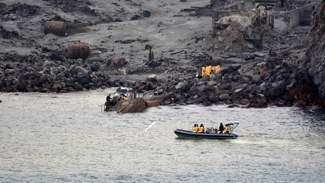 The recovery operation to remove bodies of the victims of the White Island volcano explosion. Picture: AFP