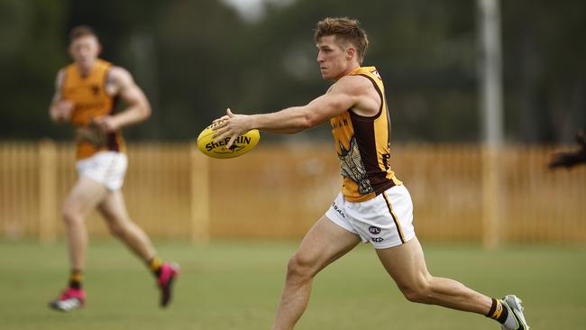 Dylan Moore had 15 disposals in less than a half against Collingwood. Picture: Daniel Pockett/Getty Images