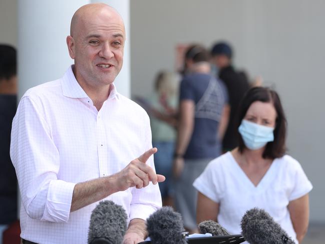 Health Minister Yvette D'Ath and Chief Health Officer Dr John Gerrard will hold a press conference at Redcliffe . Pic Annette Dew