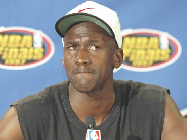 10 Jun 1997: Guard Michael Jordan of the Chicago Bulls speaks reporters during a practice before a playoff game against the Utah Jazz at the Delta Center in Salt Lake City, Utah.