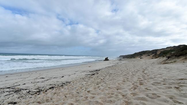 Meanwhile, Rye beach was deserted on the Mornington Peninsula. Picture: Nicki Connolly