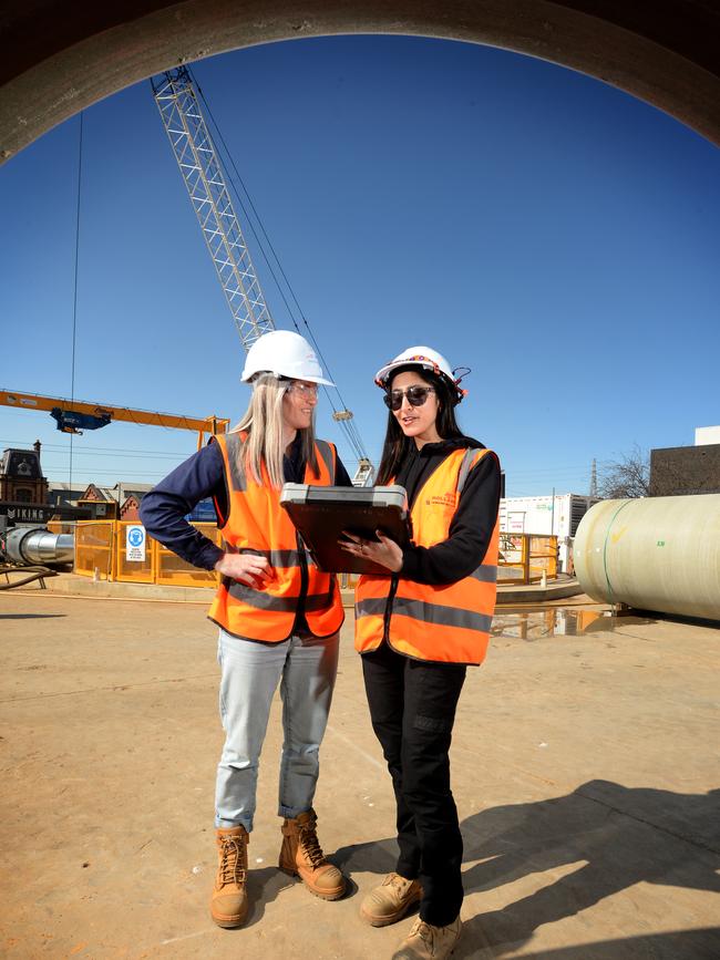 McLeod with John Holland engineer Maria Agudelo. Picture: Andrew Henshaw