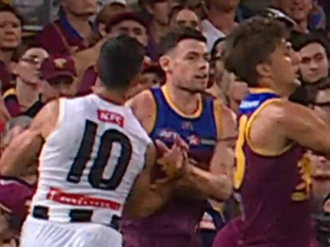 Scott Pendlebury could be in hot water for this hit on Lachie Neale.