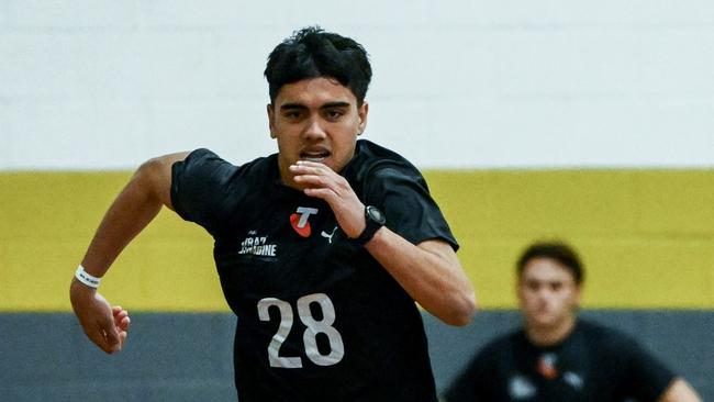 ADELAIDE, AUSTRALIA - OCTOBER 12: Rome Burgoyne of Woodville-West Torrens, South Australia during the boys sprint speed test during South Australia's 2024 AFL State Draft Combine  at Nazareth College on October 12, 2024 in Adelaide, Australia. (Photo by Mark Brake/AFL Photos/via Getty Images)