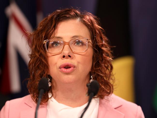 Federal Minister for Social Services Amanda Rishworthspeaks to media during a press conference in Sydney, Wednesday, July 31, 2024. Months after a disability royal commission released its watershed report, the federal government will deliver its much-anticipated response. (AAP Image/Jane Dempster) NO ARCHIVING