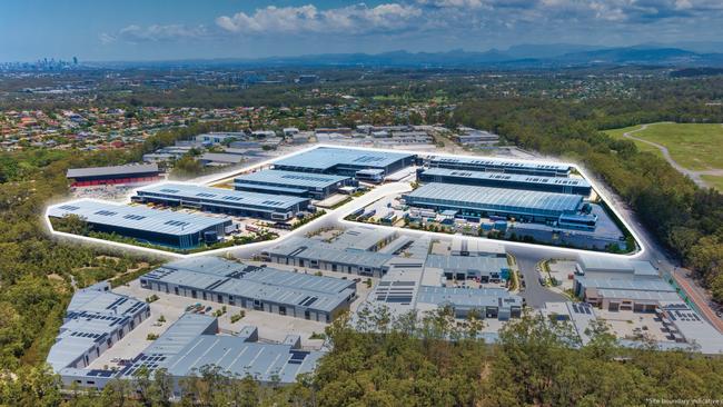 The Gold Coast Logistics Hub, with an outline on the seven buildings included in the sale.