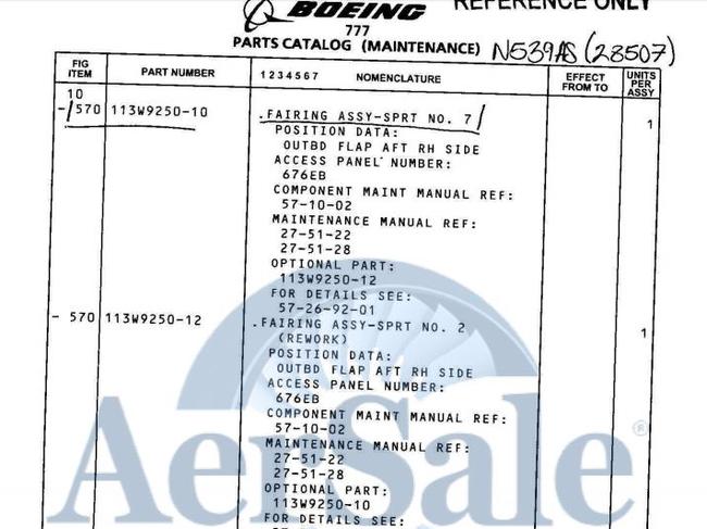 A description of Mr Lotter’s piece appears in the Boeing 777 maintenance manual