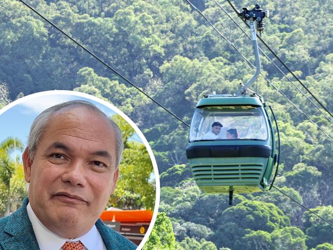 mayor tom tate and a cableway