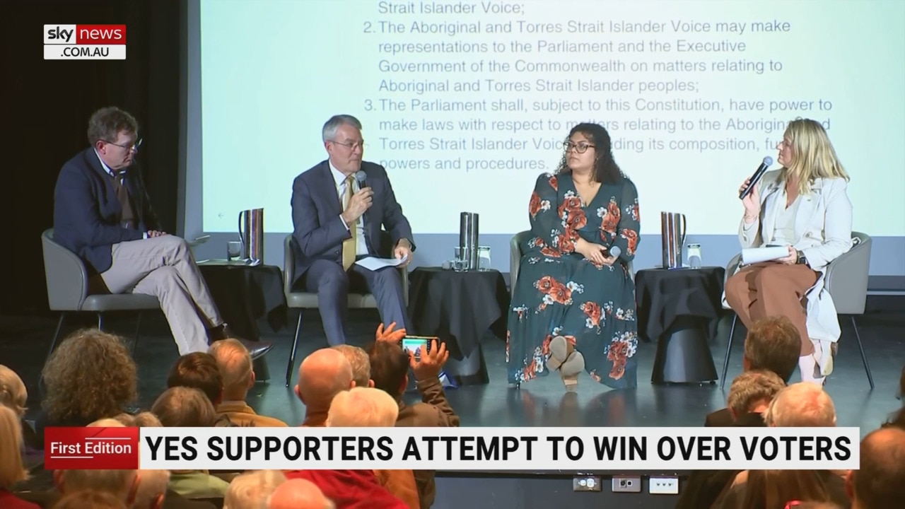 Prominent Yes vote contingent address public at Sydney's Town Hall