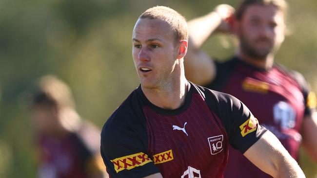 GOLD COAST, AUSTRALIA - MAY 29: Daly Cherry-Evans passes during the QLD Maroons State of Origin training session at Sanctuary Cove on May 29, 2023 in Gold Coast, Australia. (Photo by Chris Hyde/Getty Images)