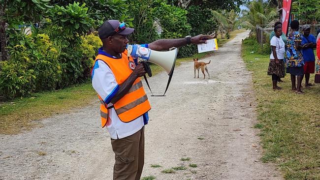 A Vanuatu Red Cross teams are out in the communities evacuating people as Tropical Cyclone Lola advances toward the coastline. Picture: Jagan Chapagain