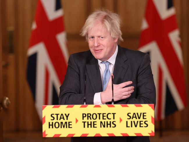 British Prime Minister Boris Johnson said the number of people in the UK who have received their first dose of a coronavirus vaccine has passed 13 million. Picture: WPA Pool/Getty Images