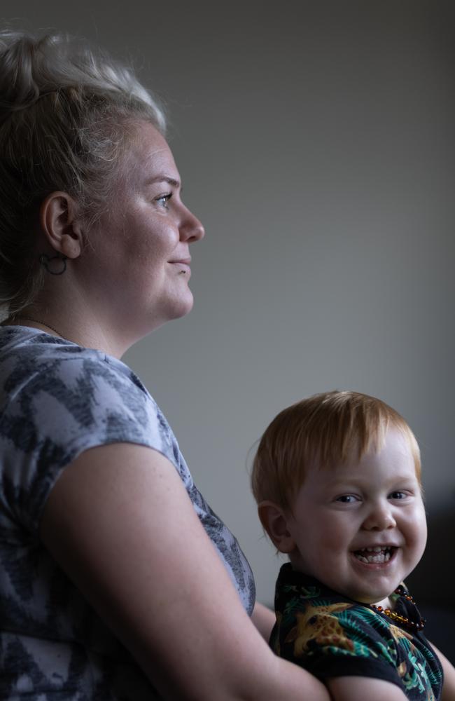 Cheeky Jaxon, 2, brings smiles back to the faces of his mum and dad. Picture: David Kelly