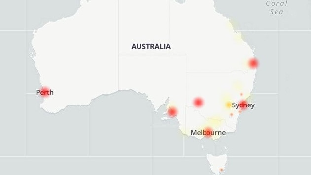 More than 8000 people have reported power outages on the Optus network. Picture: Down Detector