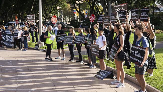 Animal rights activists start a protest in Hyde Park. Picture: Dylan Robinson