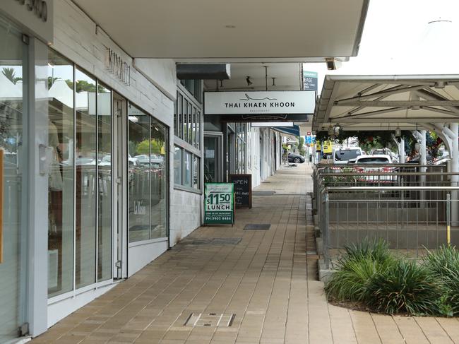 The usually busy cafe strip in Freshwater was deserted on Friday. Picture: Tim Hunter