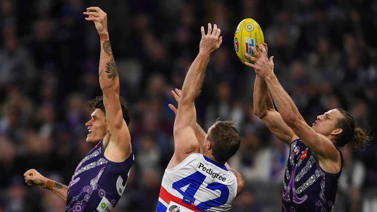 Schofield believes a fit Nat Fyfe is still one of the AFL’s best players, but could do more for the Dockers in a midfield role. Picture: Daniel Carson/AFL Photos via Getty Images