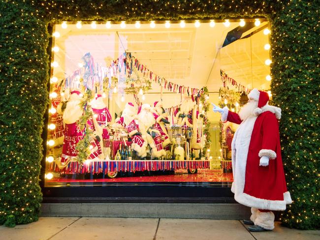 ESCAPE: White Christmas, Dec 24 -  LONDON, ENGLAND - OCTOBER 19:  An actor dressed as Santa poses for photographs next to a Christmas window display at Selfridges on October 19, 2017 in London, England. Selfridges is the first department store in the world to unveil its Christmas windows and full in-store displays led by the theme 