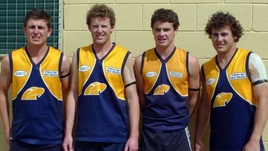 Brothers Kirk, Tyson, Cameron and Dillon Montgomerie prior to the 2009 Mid West Grand Final at Piednippie. Picture: Supplied