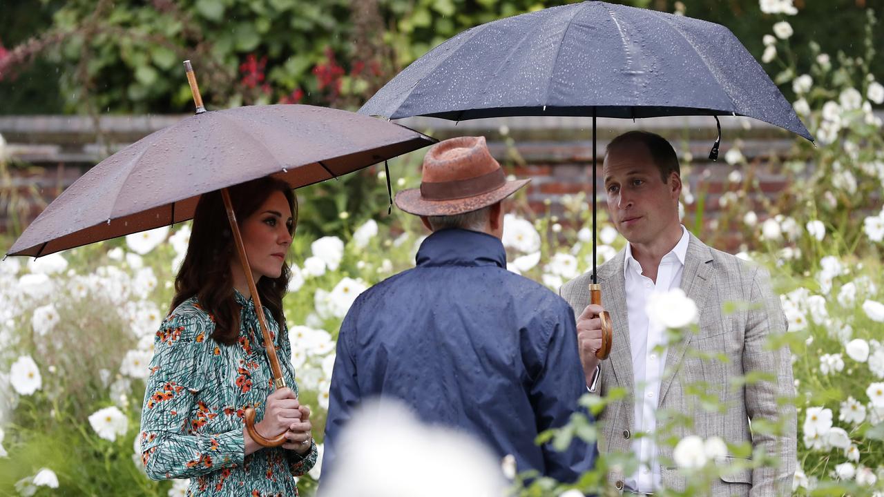 Kate Middleton and Prince William toured The Sunken Garden at Kensington Palace. Picture: Kirsty Wigglesworth- WPA Pool/Getty Images